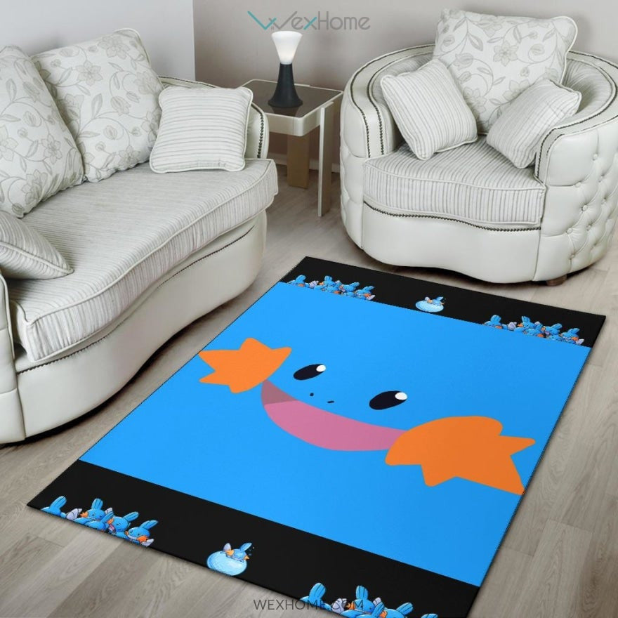 Pokemon Anime Mudkip Water Pokemon Face Blue Area Rug Home Decor
