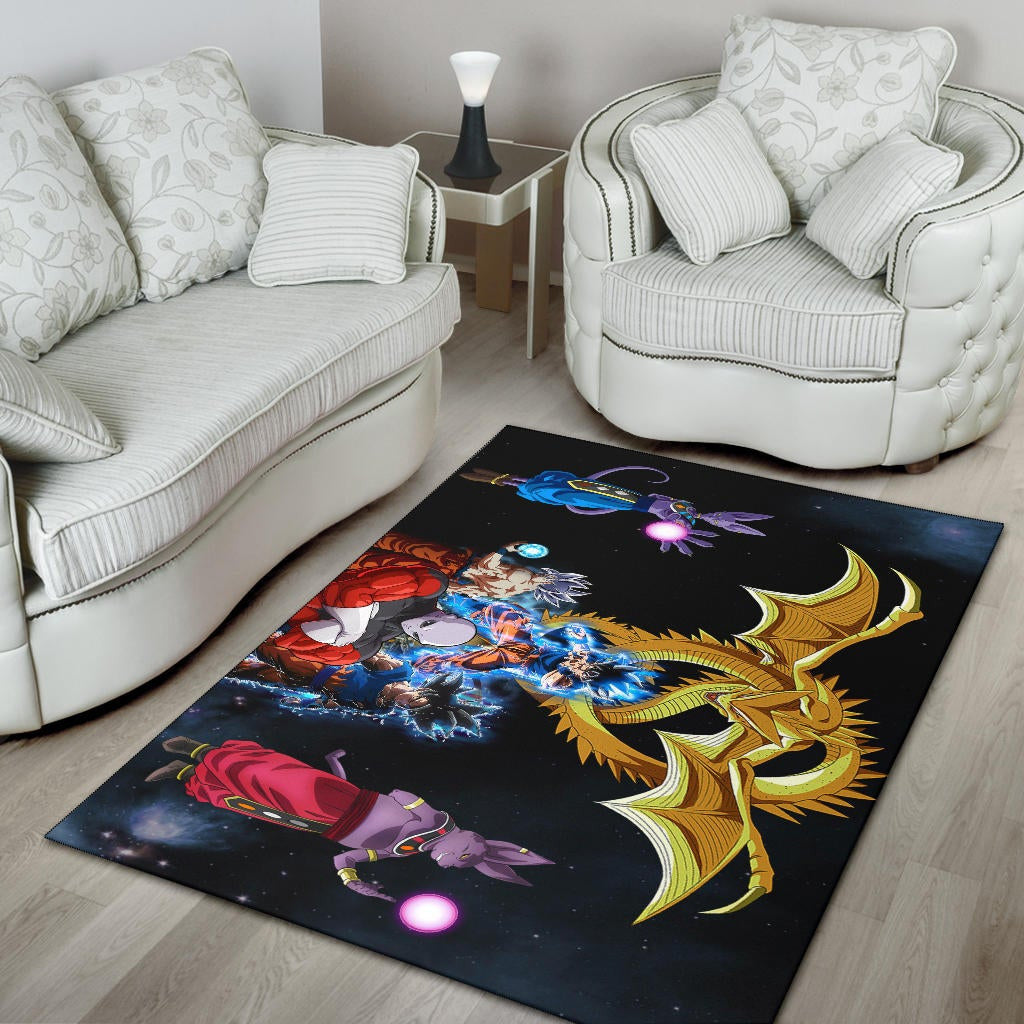 Dragon Ball Anime DB Goku Vs Villains Golden Shenron Dragon Area Rug Home Decor