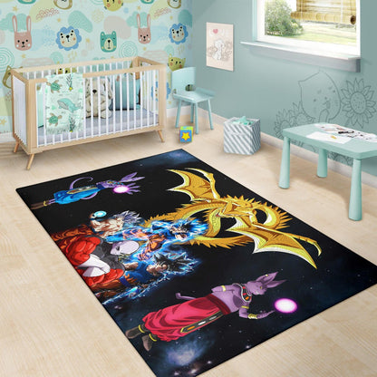 Dragon Ball Anime DB Goku Vs Villains Golden Shenron Dragon Area Rug Home Decor