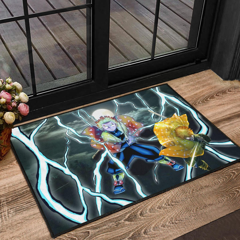 Demon Slayer Anime Zenitsu Lightning Breath Power Eye Door Mat Home Decor