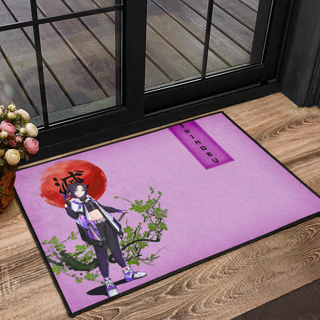 Demon Slayer Shinobu Wearing Modern Clothes Purple Theme Door Mat Home Decor