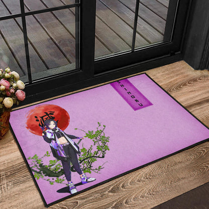 Demon Slayer Shinobu Wearing Modern Clothes Purple Theme Door Mat Home Decor