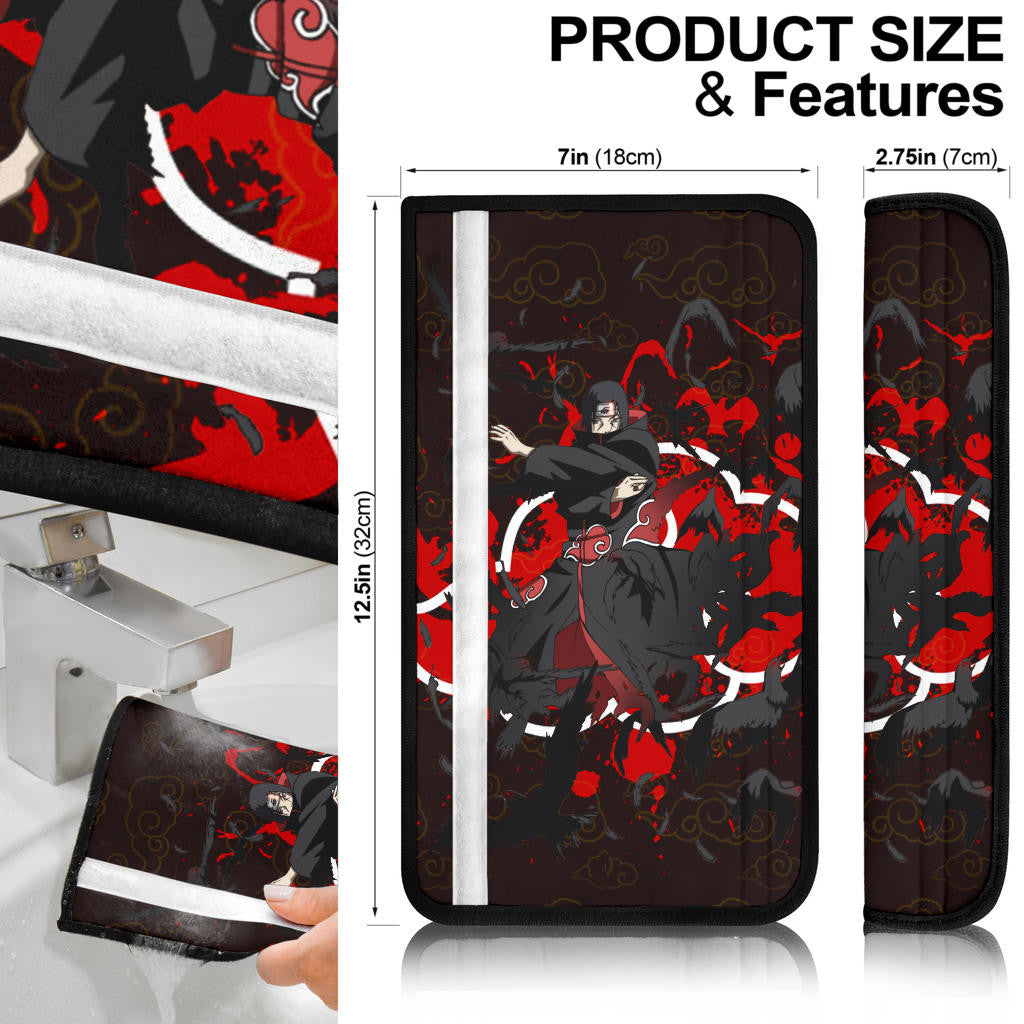 Naruto Anime Itachi Uchiha Crow Fading Cloud Patterns Seat Belt Covers