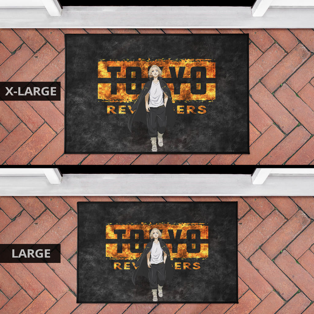 Tokyo Revengers Anime Cool Mikey Walking Golden Text Door Mat Home Decor