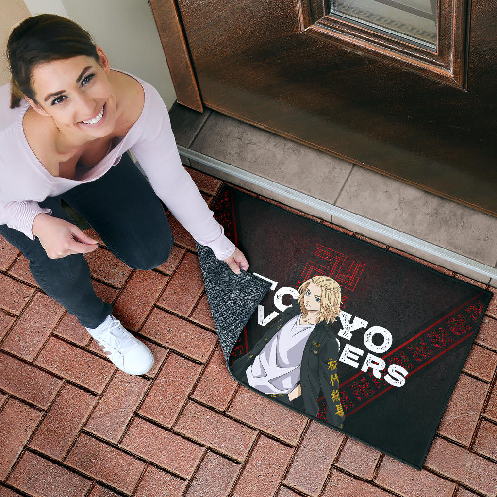 Tokyo Revengers Anime Cool Mikey Gang Red Pattern Theme Door Mat Home Decor