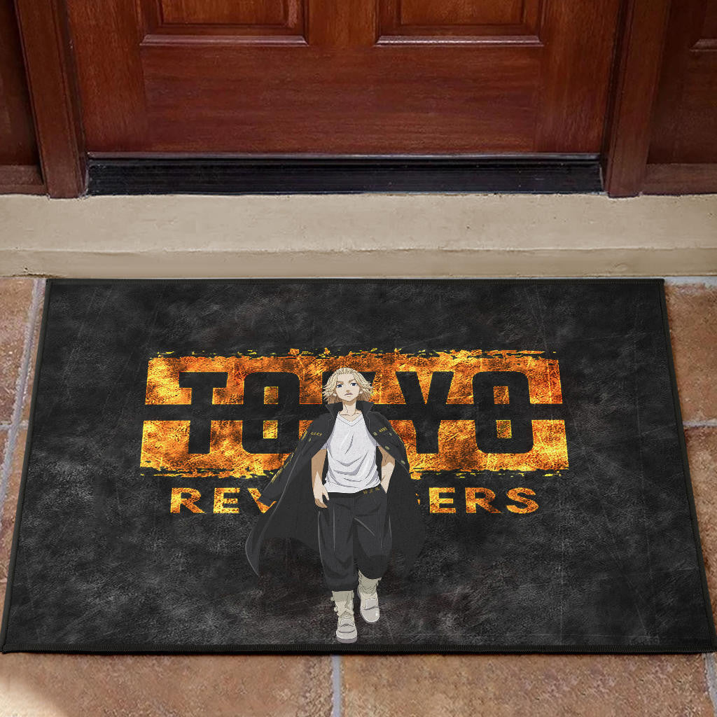 Tokyo Revengers Anime Cool Mikey Walking Golden Text Door Mat Home Decor