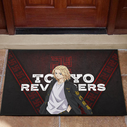 Tokyo Revengers Anime Cool Mikey Gang Red Pattern Theme Door Mat Home Decor