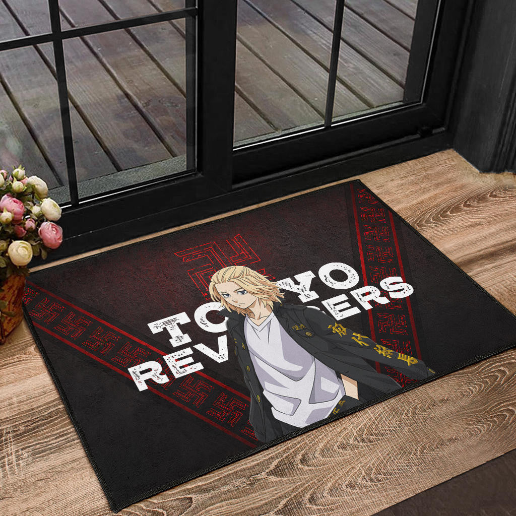 Tokyo Revengers Anime Cool Mikey Gang Red Pattern Theme Door Mat Home Decor