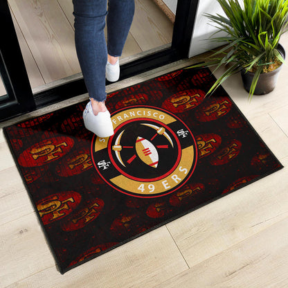 San Francisco American Football 49ers Football Door Mat Minimal Rugby Ball With Cross Axes Door Mat Home Decor