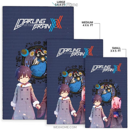 Darling In The Franxx Anime Cute Little Hiro And Red Zero Two Holding Hands Zodiac Artwork Area Rug Home Decor