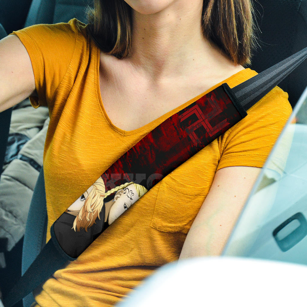 Tokyo Revengers Anime Mikey And Draken Face Black And Red Theme Seat Belt Covers