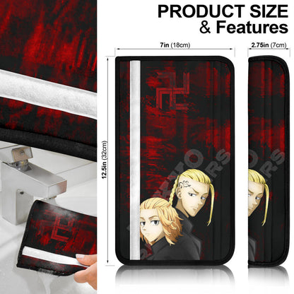 Tokyo Revengers Anime Mikey And Draken Face Black And Red Theme Seat Belt Covers