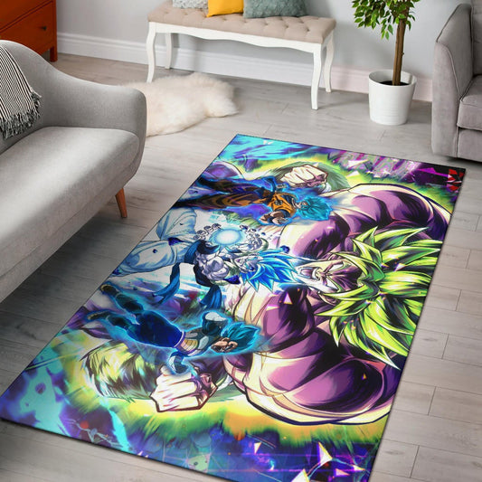 Dragon Ball Anime DB Super Saiyan Broly Goku And Vegeta Power Vapor Area Rug Home Decor