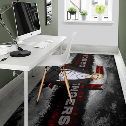 Tokyo Revengers Anime Cool Mikey Smiling Red And Grey Area Rug Home Decor