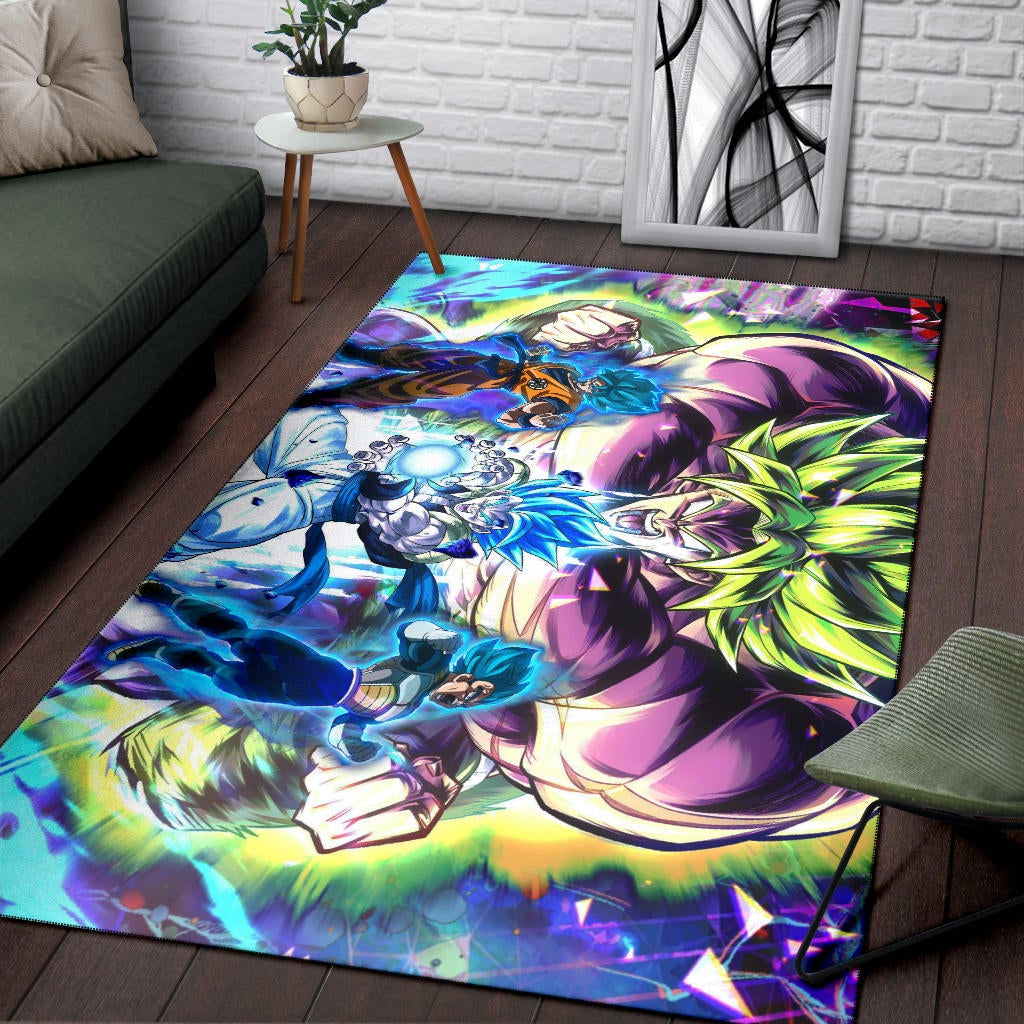 Dragon Ball Anime DB Super Saiyan Broly Goku And Vegeta Power Vapor Area Rug Home Decor