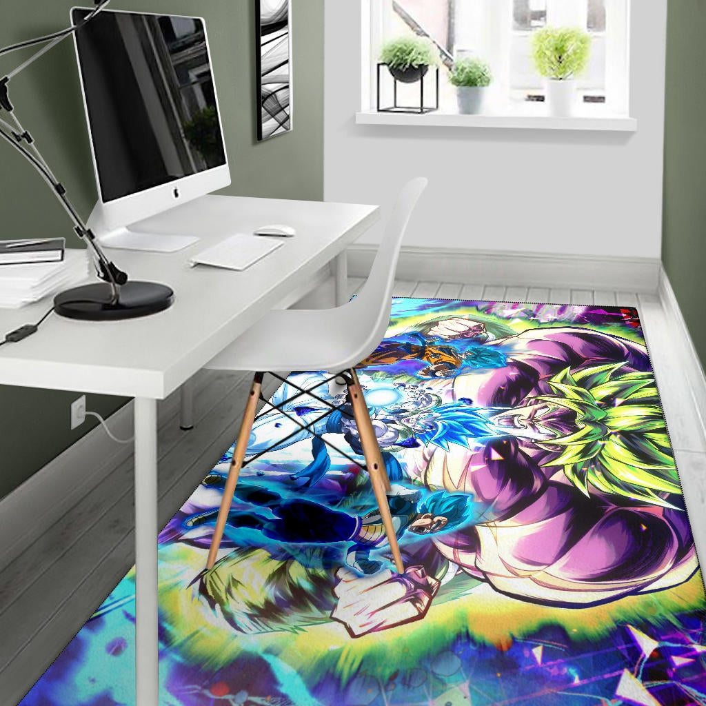 Dragon Ball Anime DB Super Saiyan Broly Goku And Vegeta Power Vapor Area Rug Home Decor