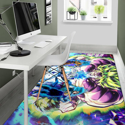 Dragon Ball Anime DB Super Saiyan Broly Goku And Vegeta Power Vapor Area Rug Home Decor