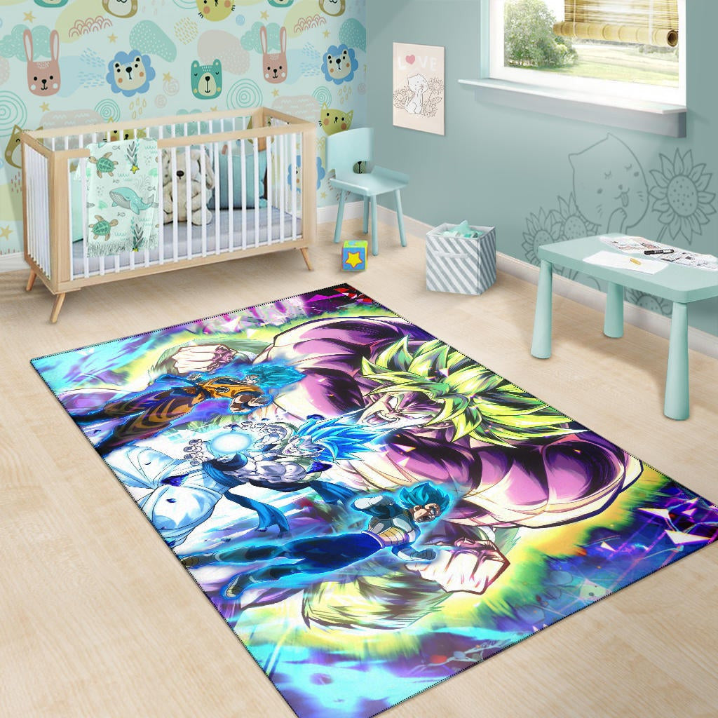 Dragon Ball Anime DB Super Saiyan Broly Goku And Vegeta Power Vapor Area Rug Home Decor