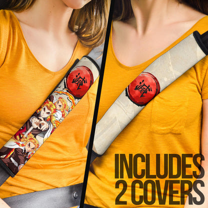 Demon Slayer Anime Rengoku Fire Breath Power Red Sun Seat Belt Covers