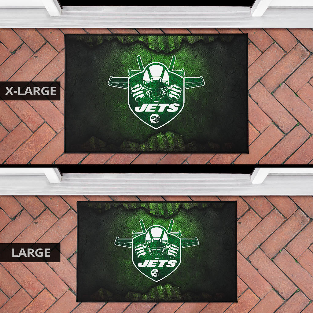 New York American Football Jets Football Jets Player Silhouette Dark Green Door Mat Home Decor