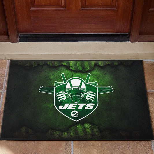 New York American Football Jets Football Jets Player Silhouette Dark Green Door Mat Home Decor
