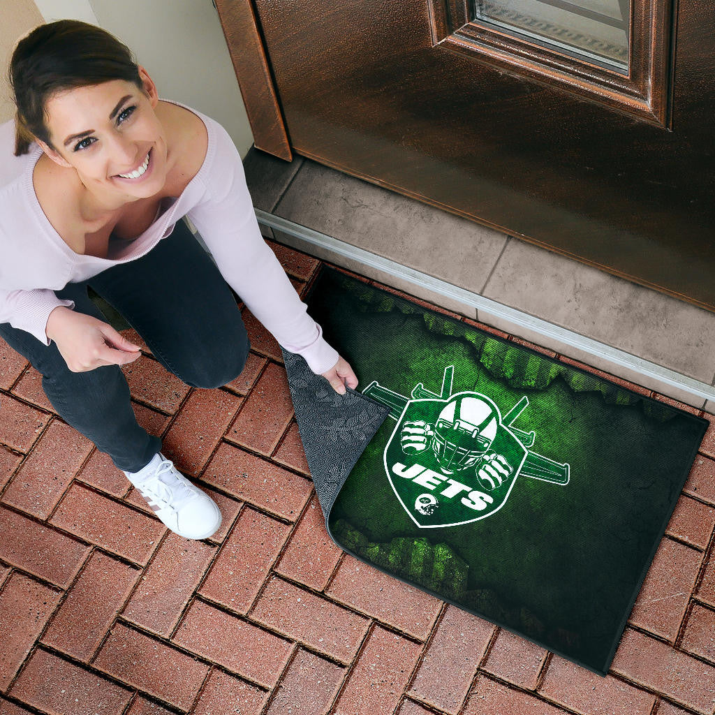New York American Football Jets Football Jets Player Silhouette Dark Green Door Mat Home Decor