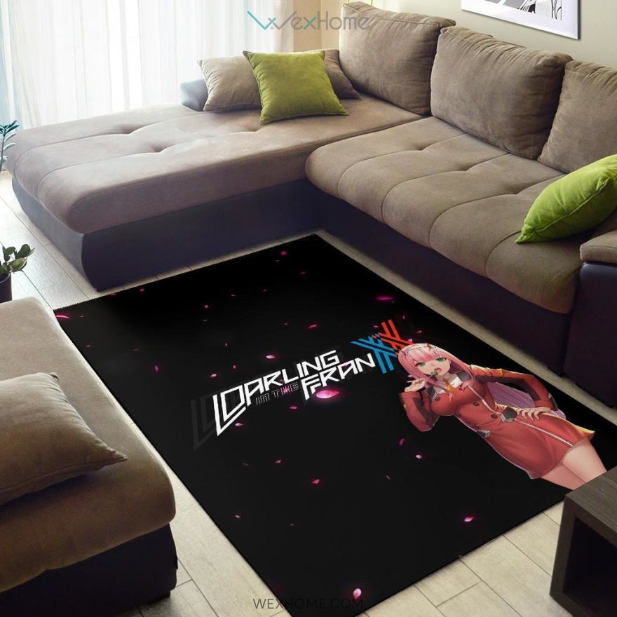 Darling In The Franxx Anime Sexy Zero Two Eating Candy Cherry Blossom Area Rug Home Decor