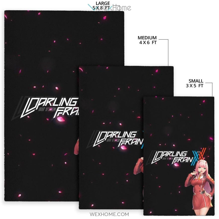 Darling In The Franxx Anime Sexy Zero Two Eating Candy Cherry Blossom Area Rug Home Decor