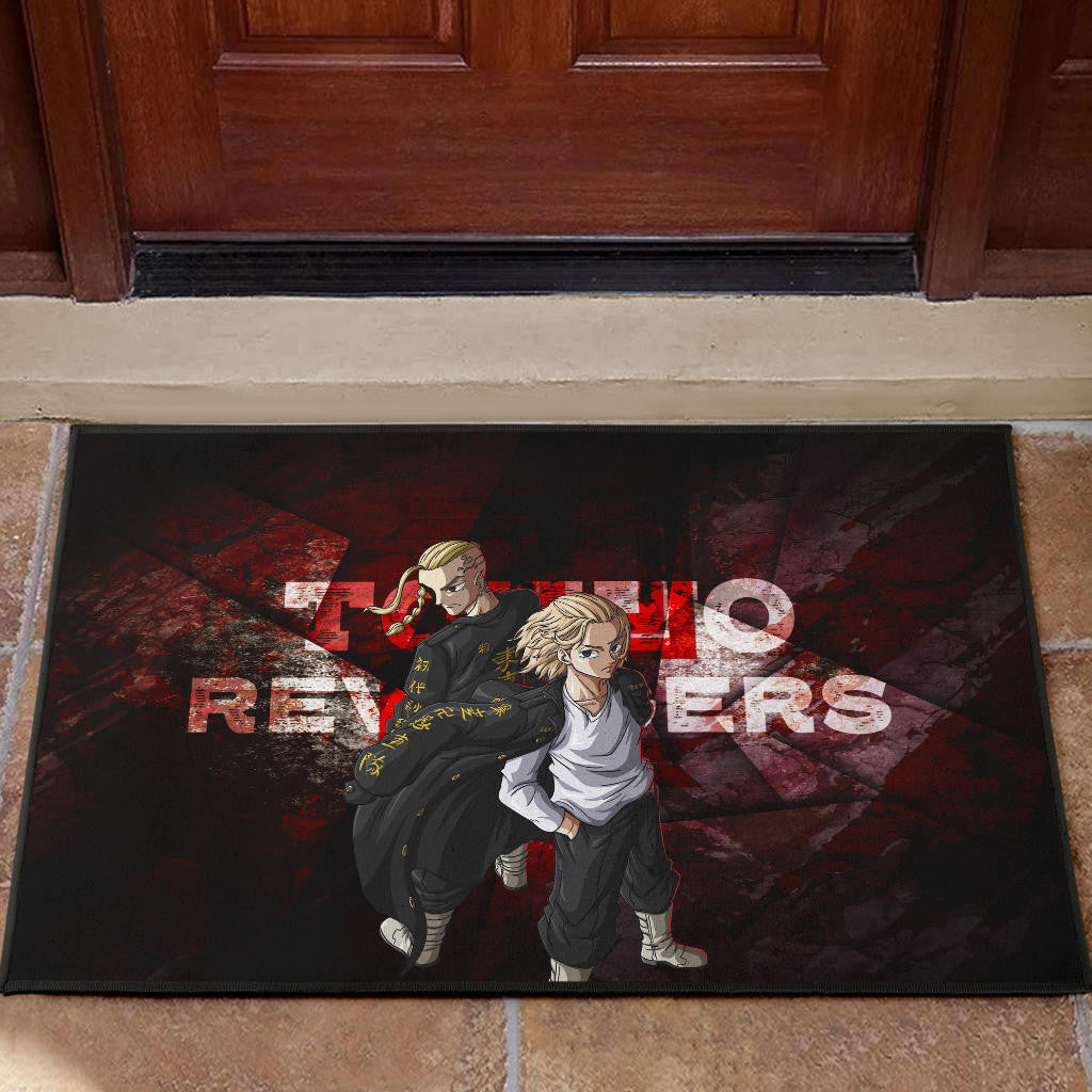 Tokyo Revengers Anime Mikey And Draken Together Red Theme Door Mat Home Decor
