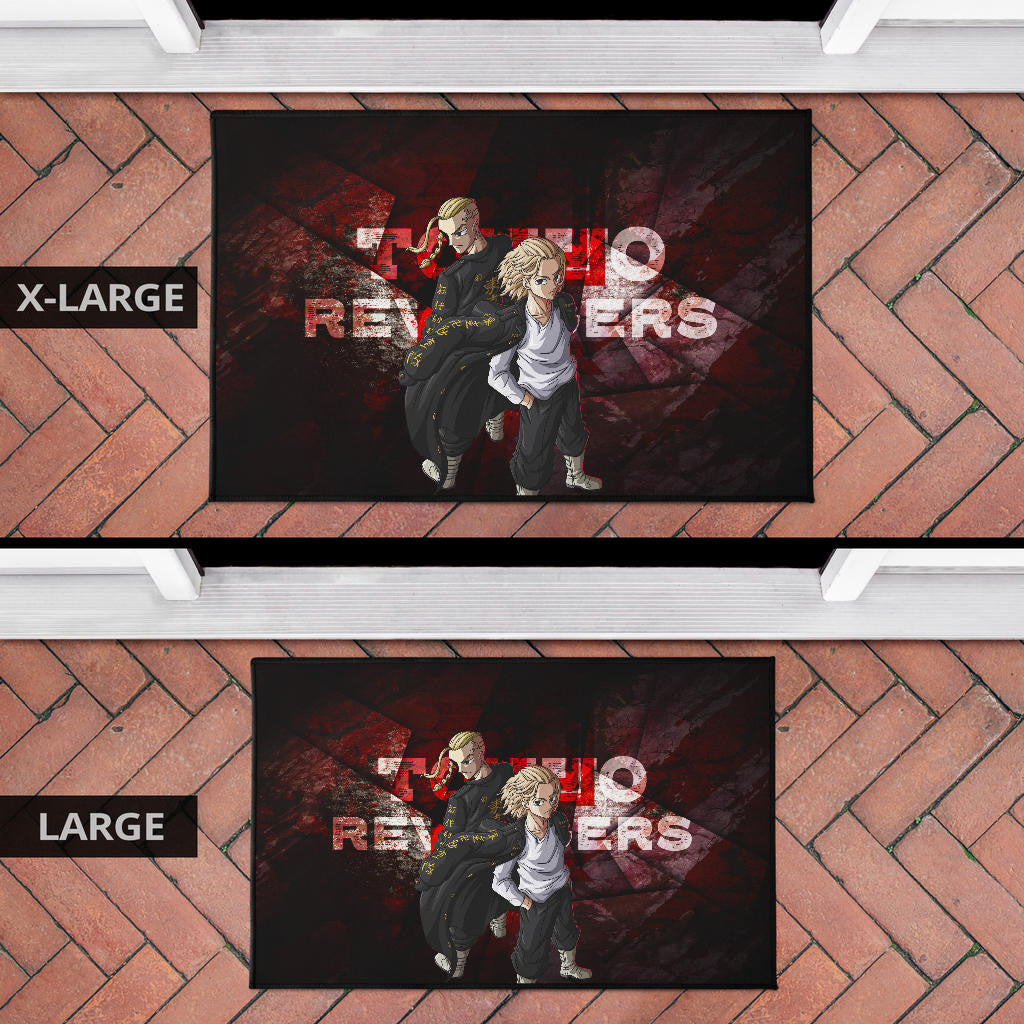 Tokyo Revengers Anime Mikey And Draken Together Red Theme Door Mat Home Decor