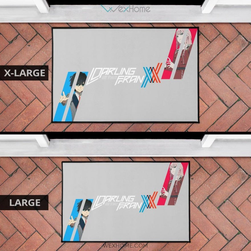Darling In The Franxx Anime Red Zero Two With Blue Hiro Portraits Door Mat Hom Decor