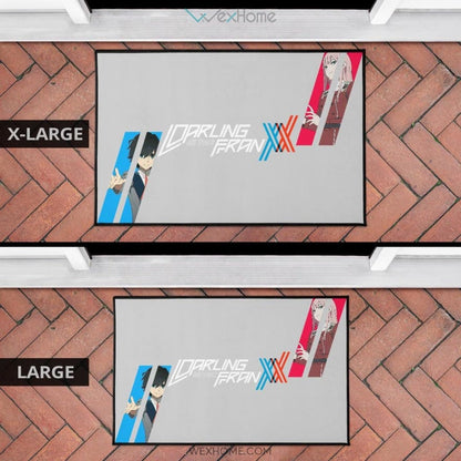 Darling In The Franxx Anime Red Zero Two With Blue Hiro Portraits Door Mat Hom Decor