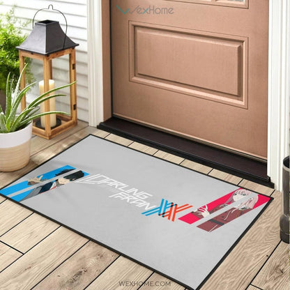 Darling In The Franxx Anime Red Zero Two With Blue Hiro Portraits Door Mat Hom Decor