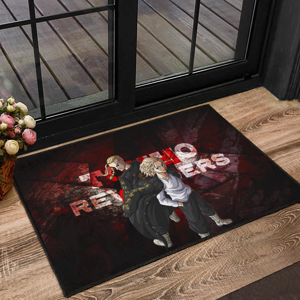 Tokyo Revengers Anime Mikey And Draken Together Red Theme Door Mat Home Decor