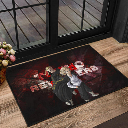 Tokyo Revengers Anime Mikey And Draken Together Red Theme Door Mat Home Decor