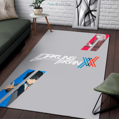 Darling In The Franxx Anime Red Zero Two With Blue Hiro Portraits Area Rug Home Decor