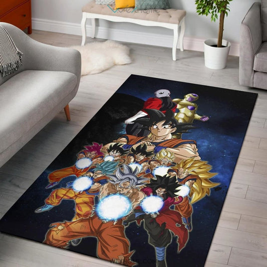 Dragon Ball Anime DB Goku All Forms Vs Golden Frieza And Jiren Area Rug Home Decor