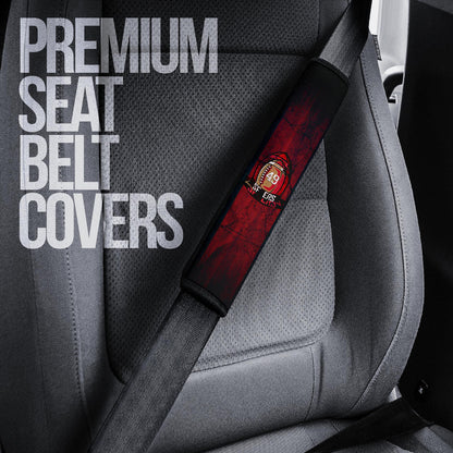 San Francisco American Football 49ers Football Player 80 Holding Ball Black And Red SF Ers Seat Belt Covers