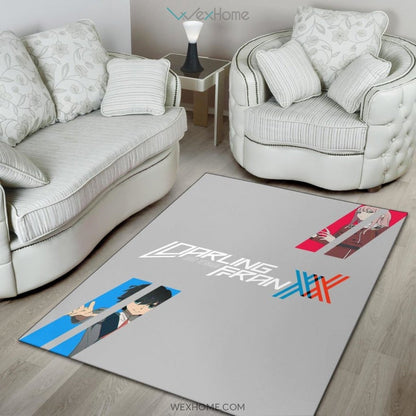 Darling In The Franxx Anime Red Zero Two With Blue Hiro Portraits Area Rug Home Decor