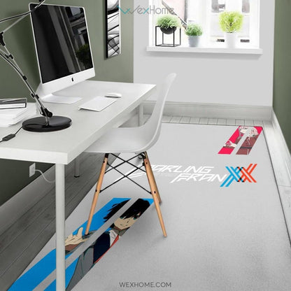 Darling In The Franxx Anime Red Zero Two With Blue Hiro Portraits Area Rug Home Decor