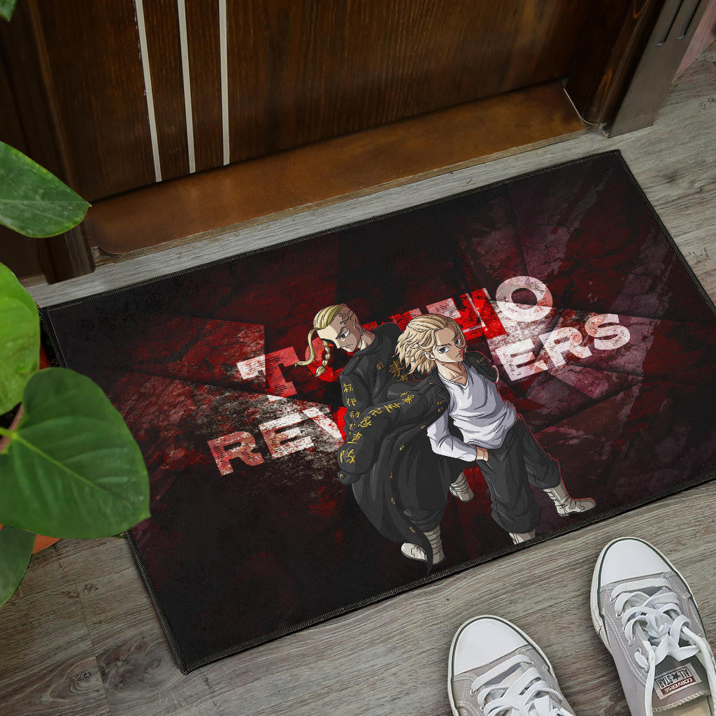 Tokyo Revengers Anime Mikey And Draken Together Red Theme Door Mat Home Decor