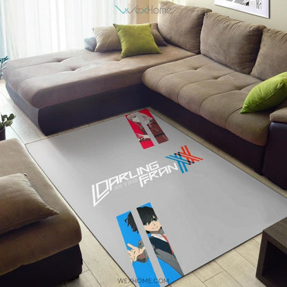 Darling In The Franxx Anime Red Zero Two With Blue Hiro Portraits Area Rug Home Decor