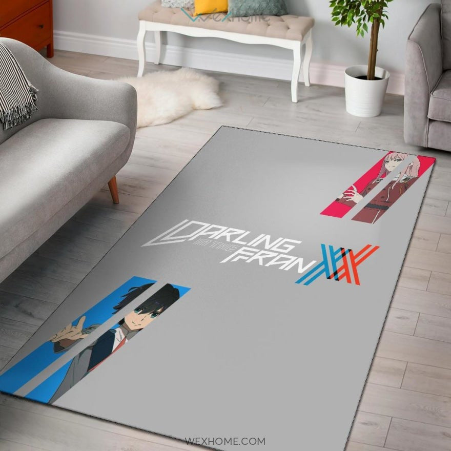 Darling In The Franxx Anime Red Zero Two With Blue Hiro Portraits Area Rug Home Decor