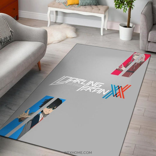 Darling In The Franxx Anime Red Zero Two With Blue Hiro Portraits Area Rug Home Decor