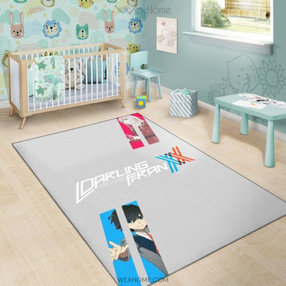 Darling In The Franxx Anime Red Zero Two With Blue Hiro Portraits Area Rug Home Decor
