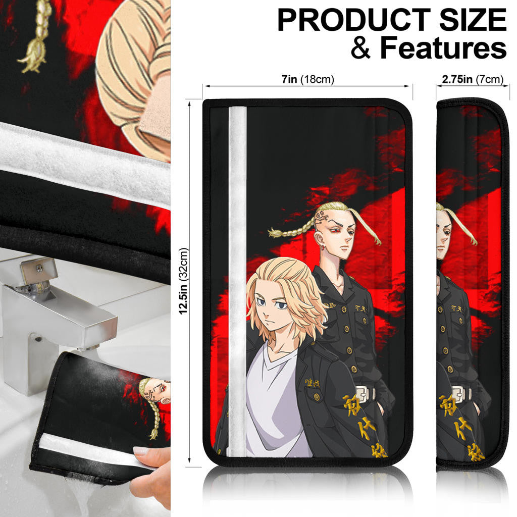 Tokyo Revengers Anime Mikey And Draken No Emotional Face Seat Belt Covers
