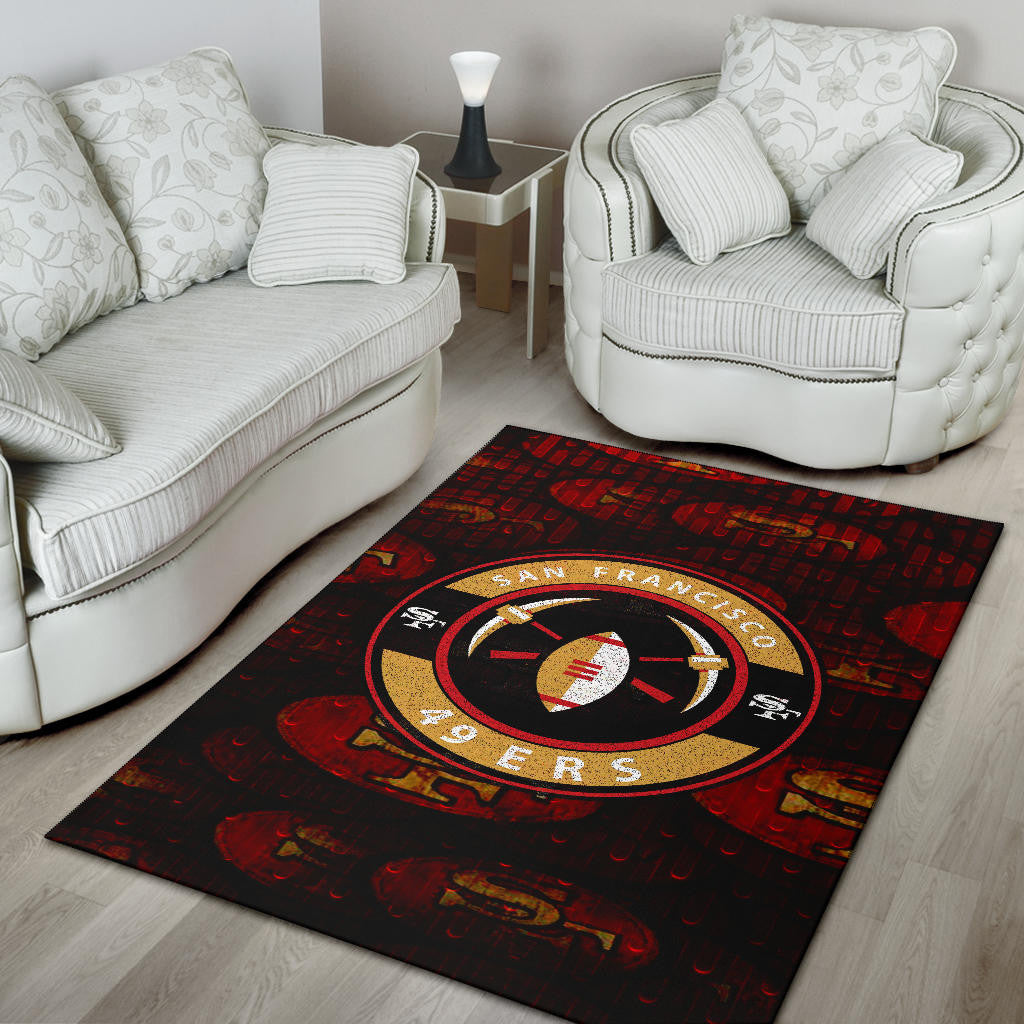 San Francisco American Football 49ers Football Minimal Rugby Ball With Cross Axes Area Rug Home Decor