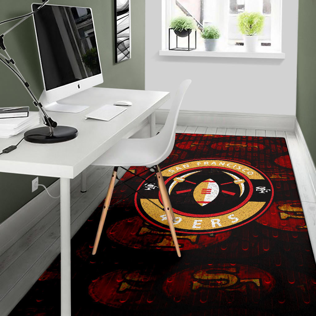 San Francisco American Football 49ers Football Minimal Rugby Ball With Cross Axes Area Rug Home Decor