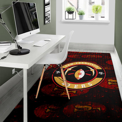 San Francisco American Football 49ers Football Minimal Rugby Ball With Cross Axes Area Rug Home Decor