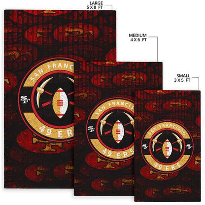 San Francisco American Football 49ers Football Minimal Rugby Ball With Cross Axes Area Rug Home Decor